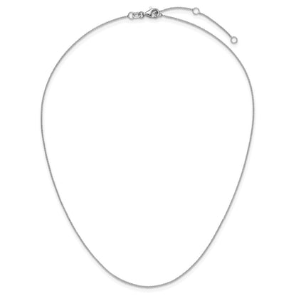 18 Inch 14K White Gold .9mm Round Cable 1In+1In Adjustable Chain Necklace