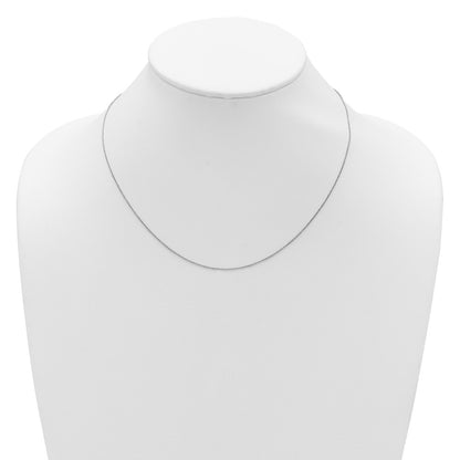 18 Inch 14K White Gold .9mm Round Cable 1In+1In Adjustable Chain Necklace