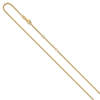 2 Inch 14K Yellow Gold 1.6mm Round Cable 1In+1In Adjustable Chain Necklace