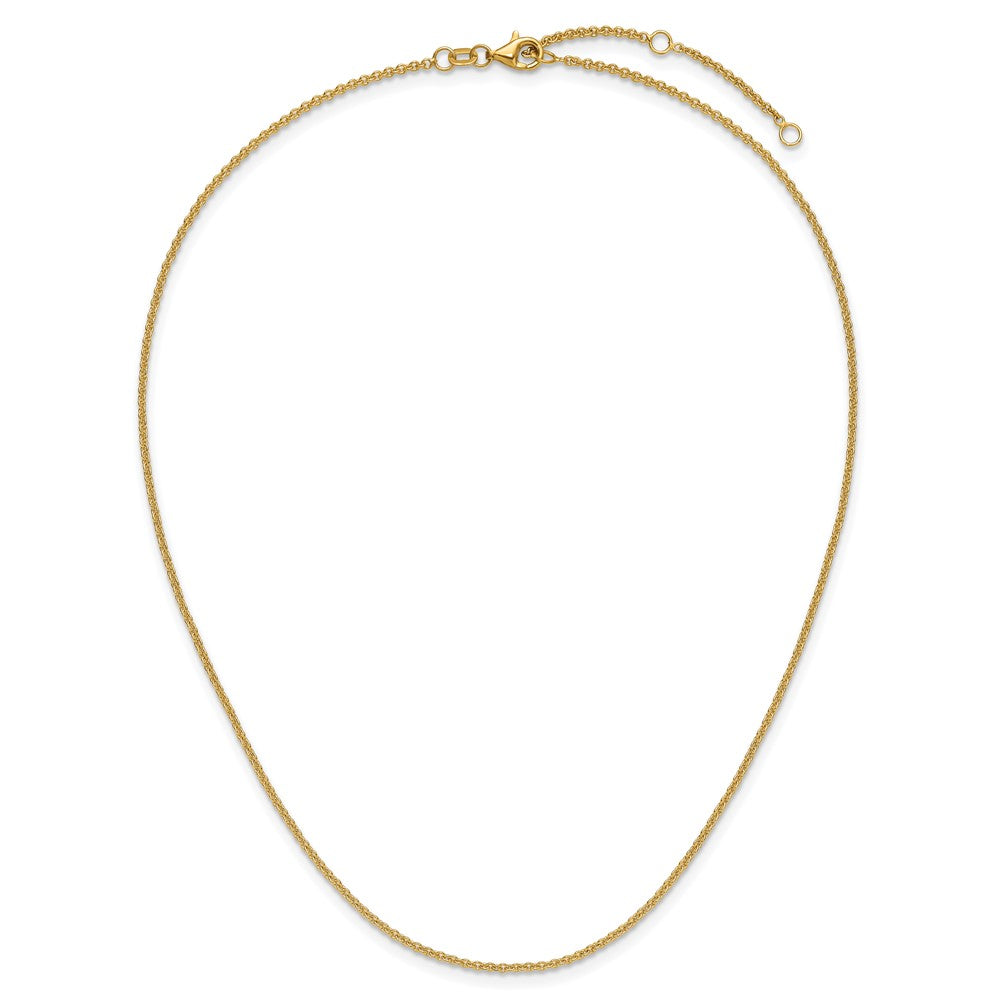 2 Inch 14K Yellow Gold 1.6mm Round Cable 1In+1In Adjustable Chain Necklace
