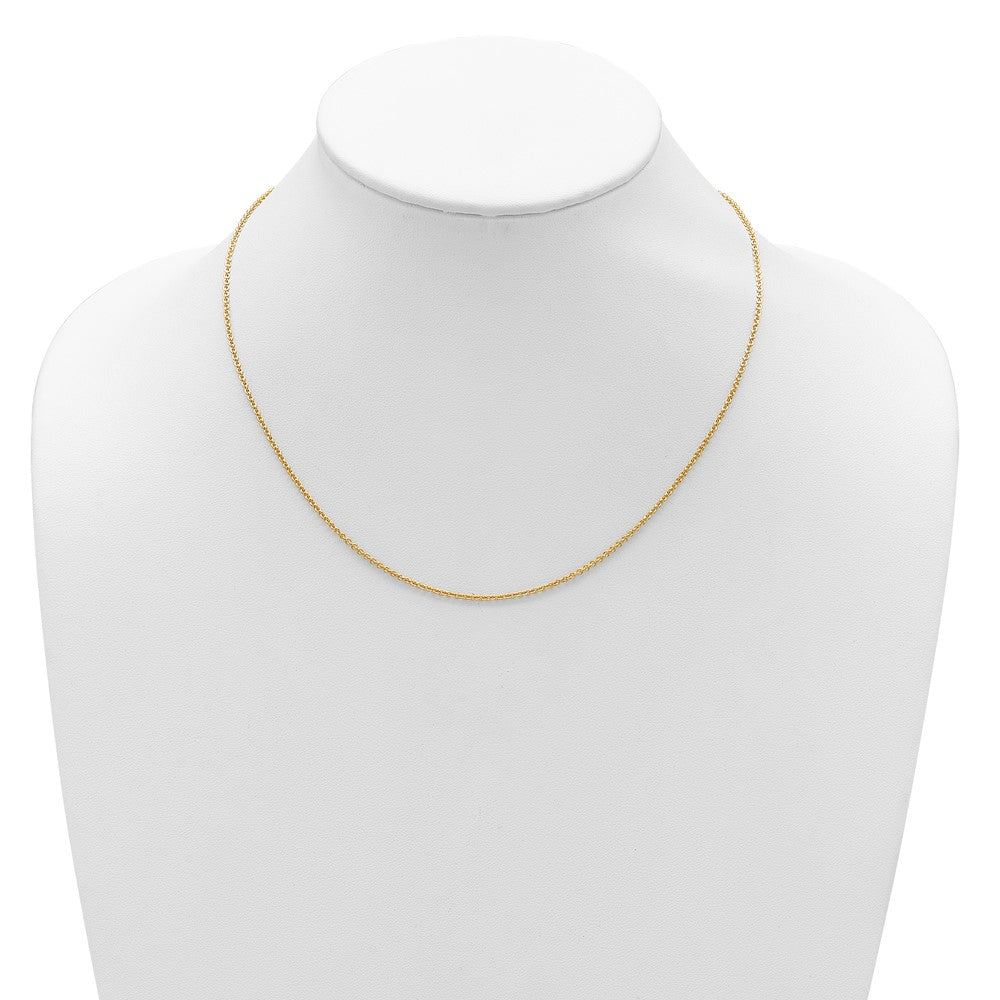 2 Inch 14K Yellow Gold 1.6mm Round Cable 1In+1In Adjustable Chain Necklace