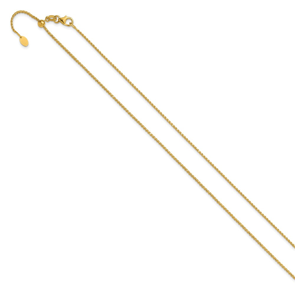 22 Inch 14K Yellow Gold Adjustable 1.15mm D/C Open Franco Chain Necklace