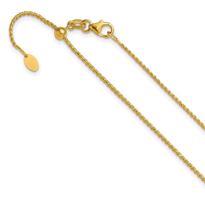 22 Inch 14K Yellow Gold Adjustable 1.15mm D/C Open Franco Chain Necklace
