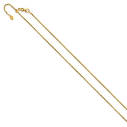 22 Inch 14K Yellow Gold Adjustable 1.4mm D/C Open Franco Chain Necklace