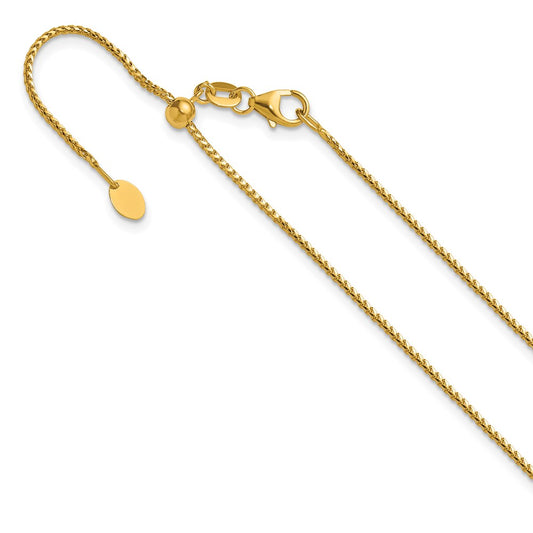 26 Inch 14K Yellow Gold Adjustable 1.1mm Franco Chain Necklace