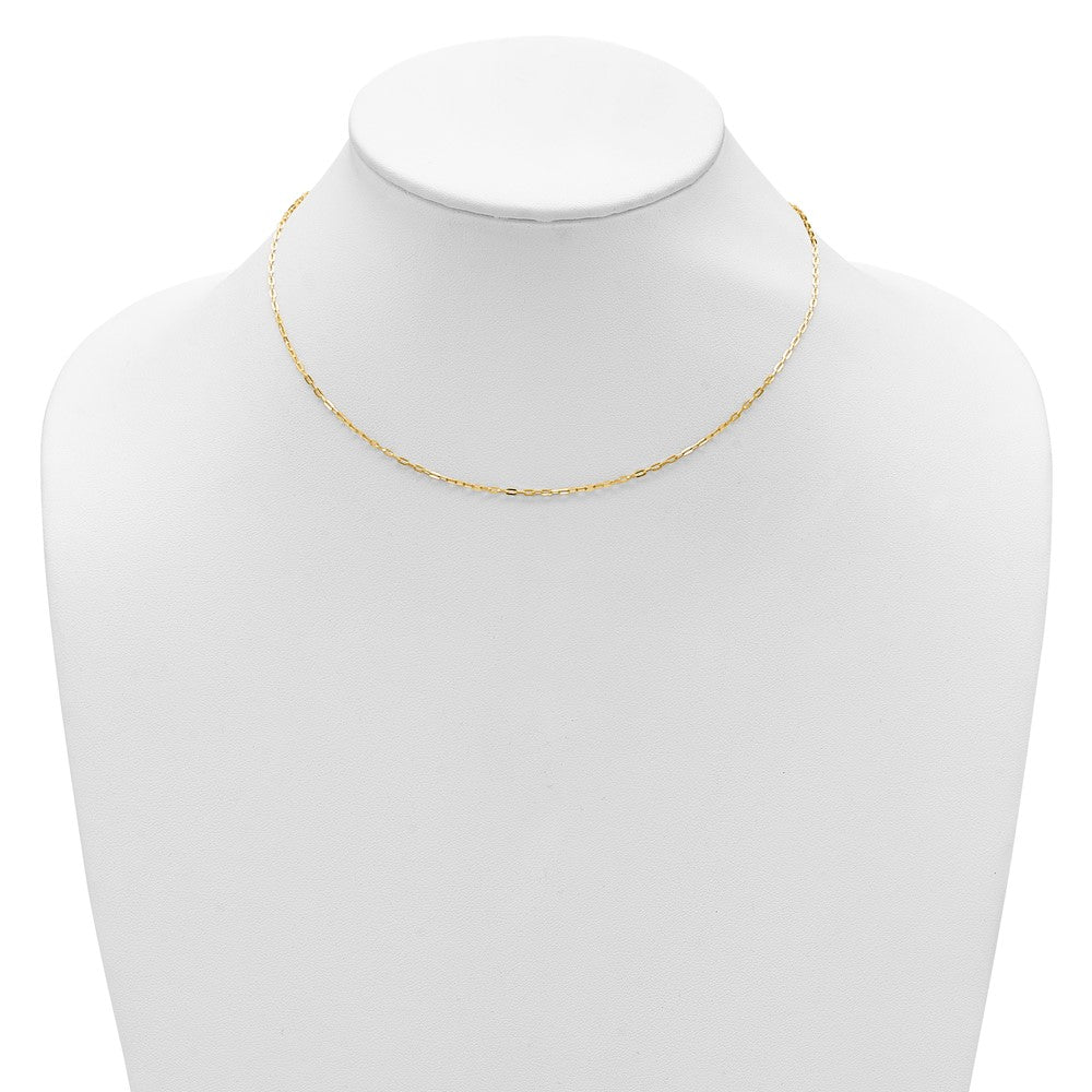18 Inch 14K Yellow Gold 1.3mm Flat Cable 1In+1In Adjustable Chain Necklace