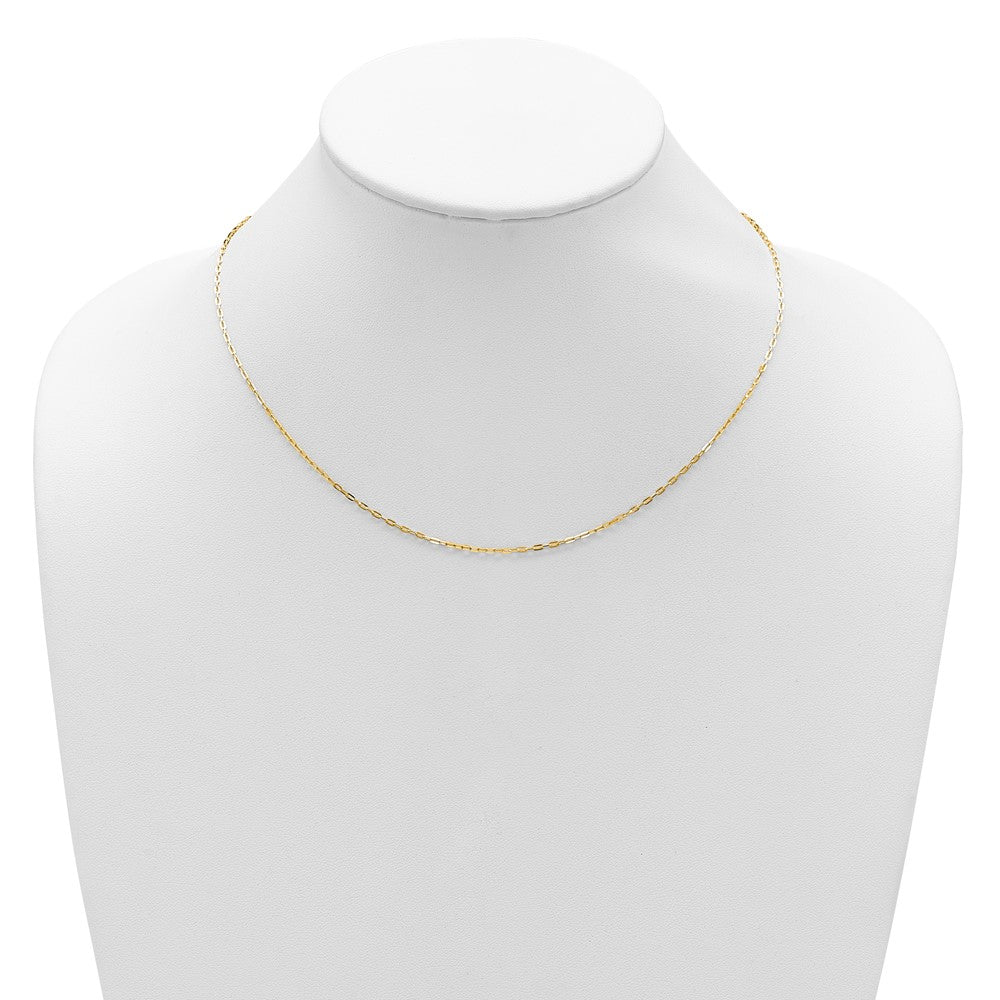 18 Inch 14K Yellow Gold 1.3mm Flat Cable 1In+1In Adjustable Chain Necklace