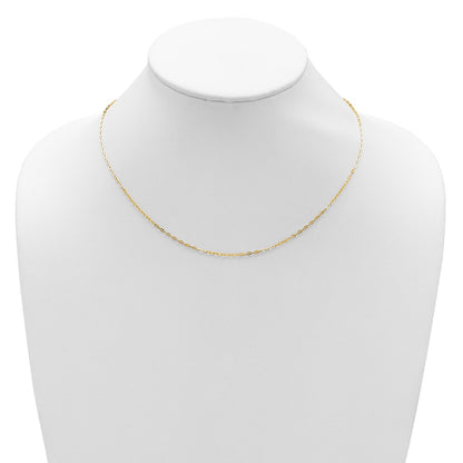 18 Inch 14K Yellow Gold 1.3mm Flat Cable 1In+1In Adjustable Chain Necklace