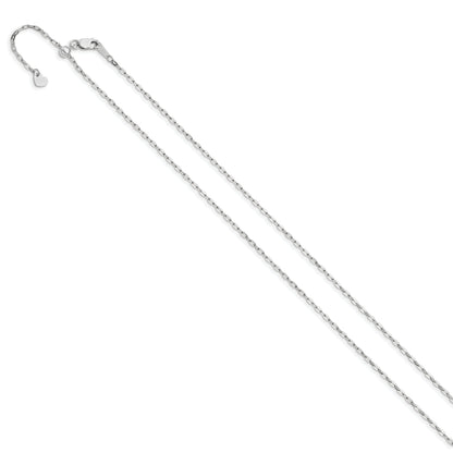 22 Inch 14K White Gold Adjustable 1.3mm Flat Cable Chain Necklace