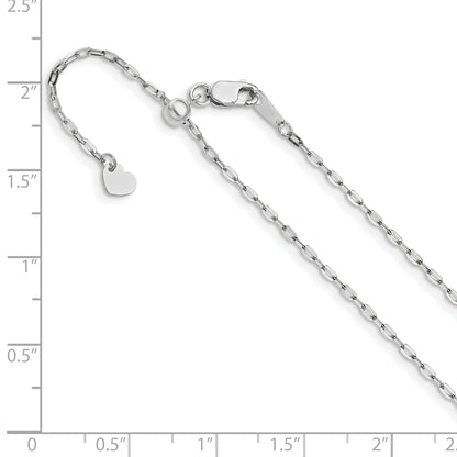 22 Inch 14K White Gold Adjustable 1.3mm Flat Cable Chain Necklace