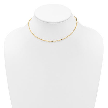 22 Inch 14K Yellow Gold Adjustable 2mm Flat Cable Chain Necklace