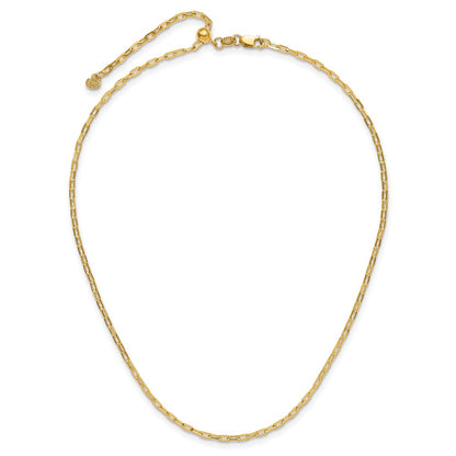 22 Inch 14K Yellow Gold Adjustable 2mm Flat Cable Chain Necklace