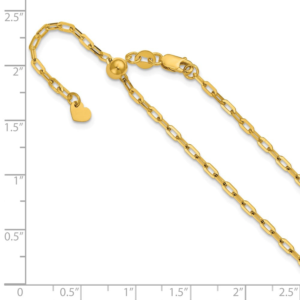 22 Inch 14K Yellow Gold Adjustable 2mm Flat Cable Chain Necklace