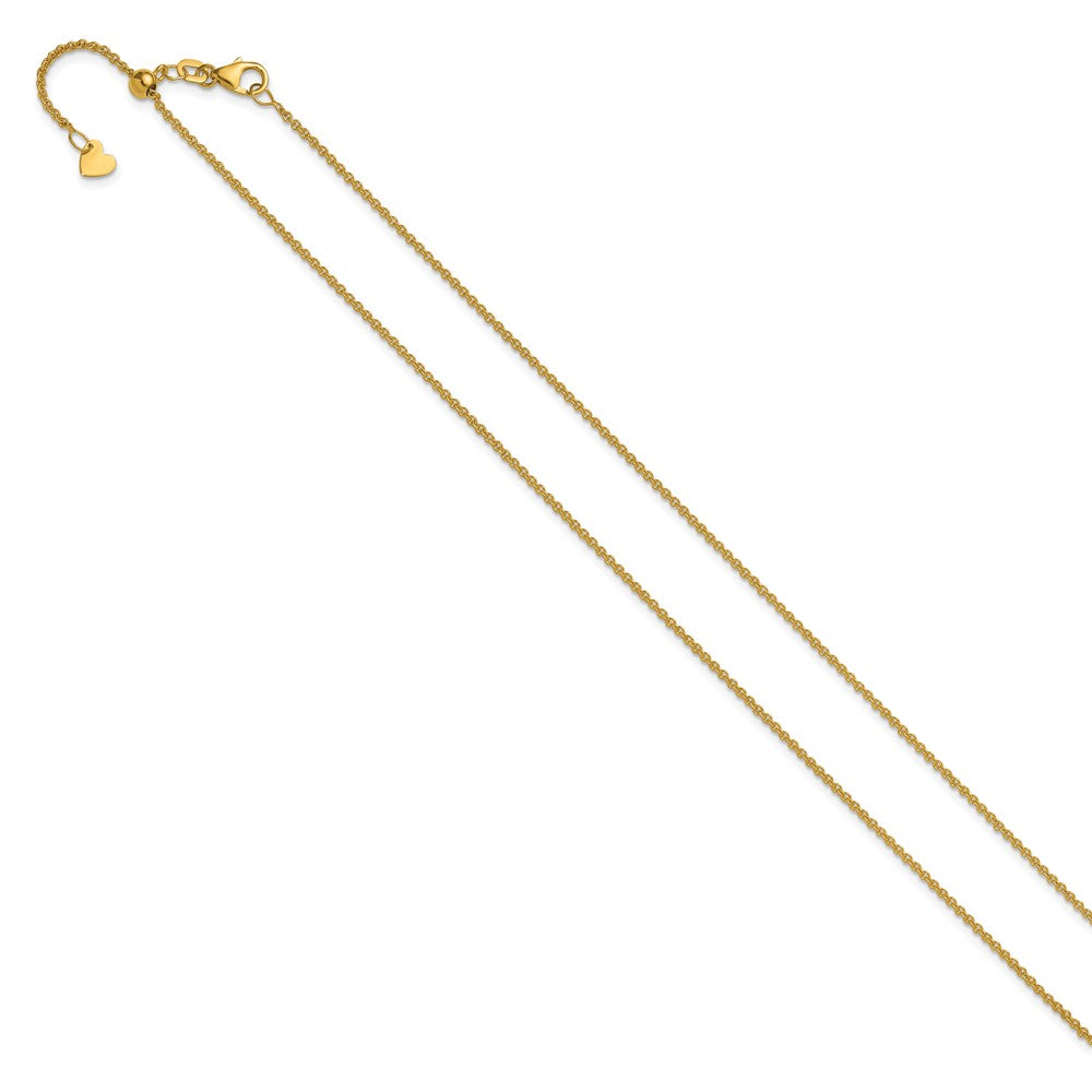 22 Inch 14K Yellow Gold Adjustable 1.4mm Round Cable Chain Necklace