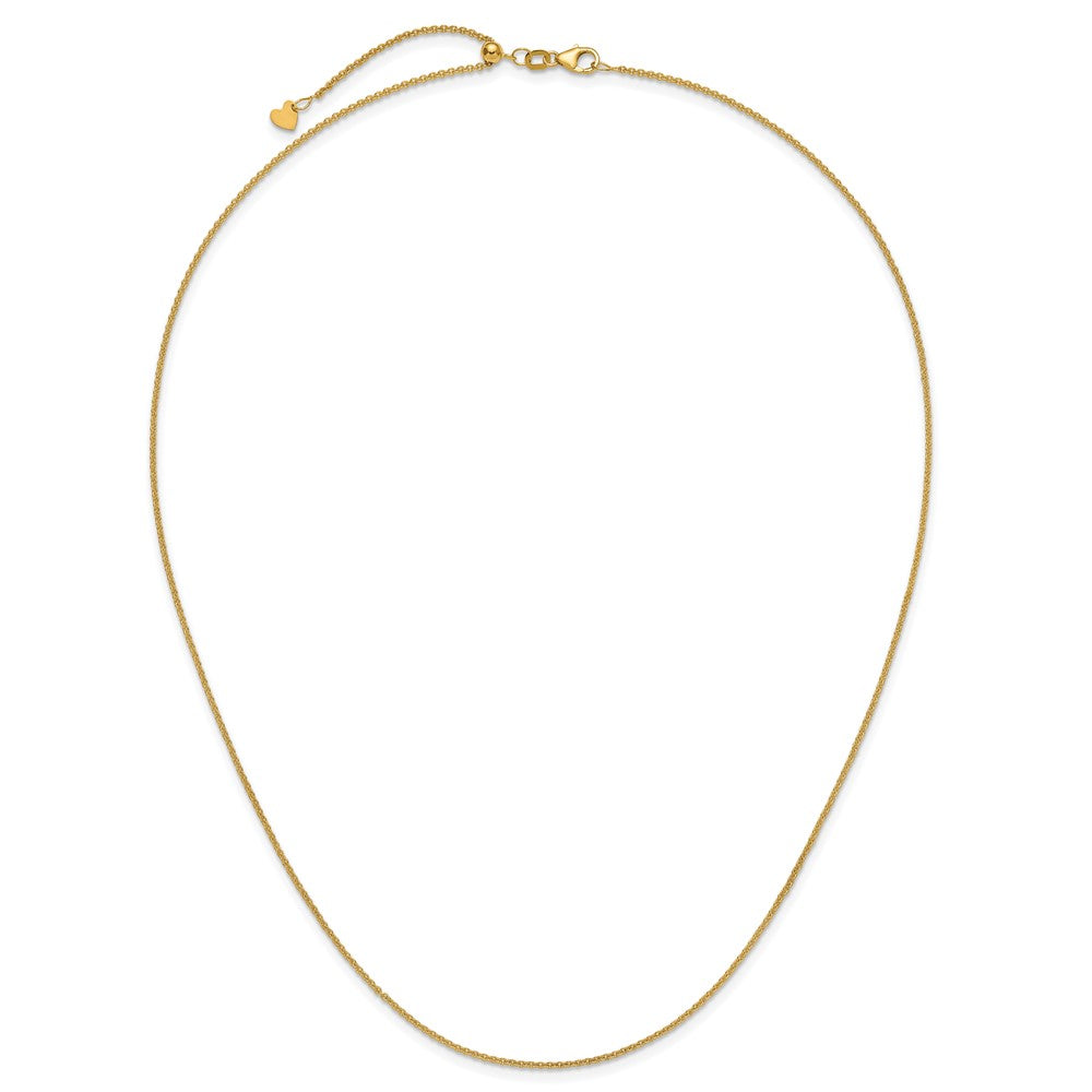 22 Inch 14K Yellow Gold Adjustable 1.4mm Round Cable Chain Necklace