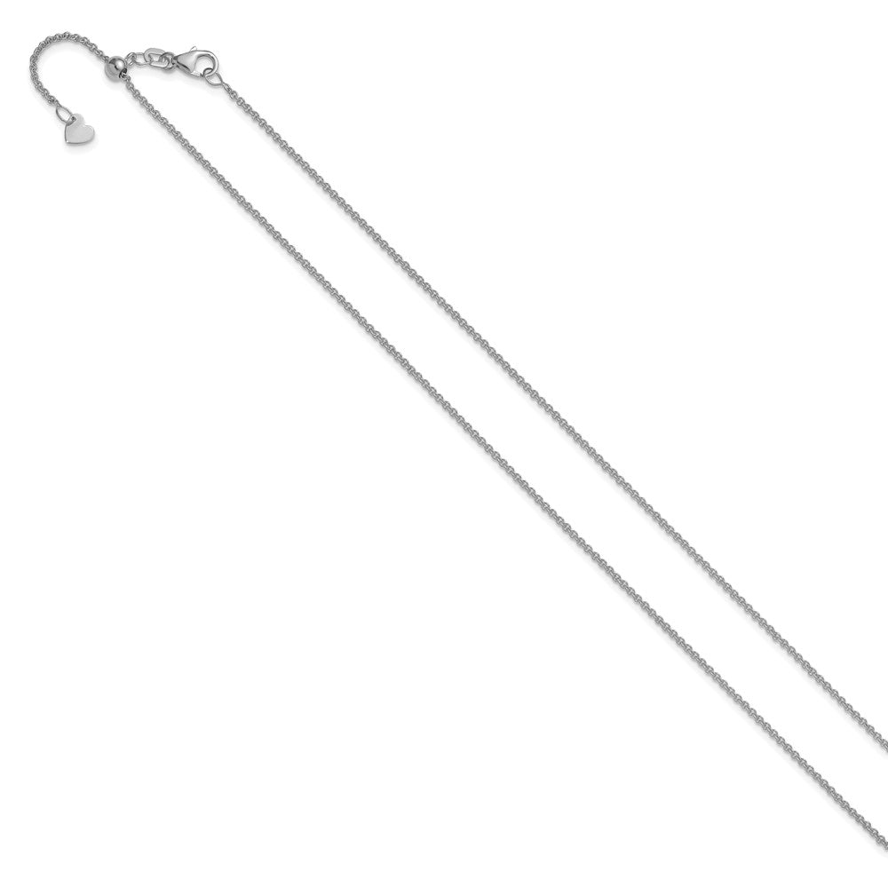 22 Inch 14K White Gold Adjustable 1.4mm Round Cable Chain Necklace