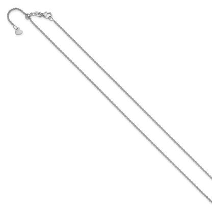 22 Inch 14K White Gold Adjustable 1.4mm Round Cable Chain Necklace