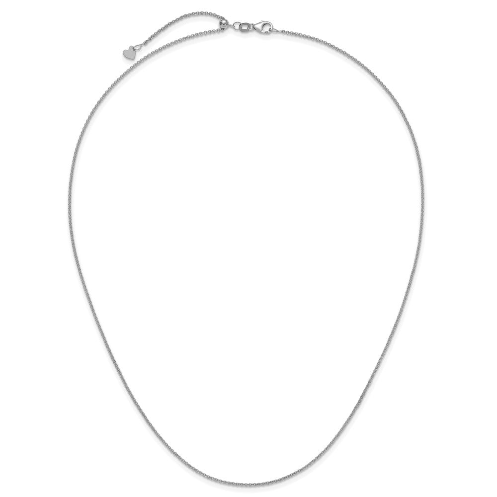 22 Inch 14K White Gold Adjustable 1.4mm Round Cable Chain Necklace