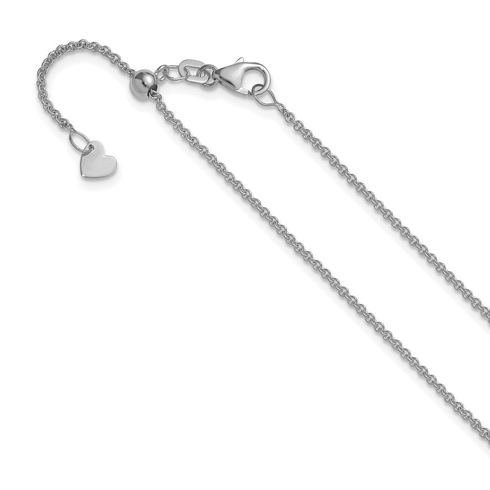 22 Inch 14K White Gold Adjustable 1.4mm Round Cable Chain Necklace