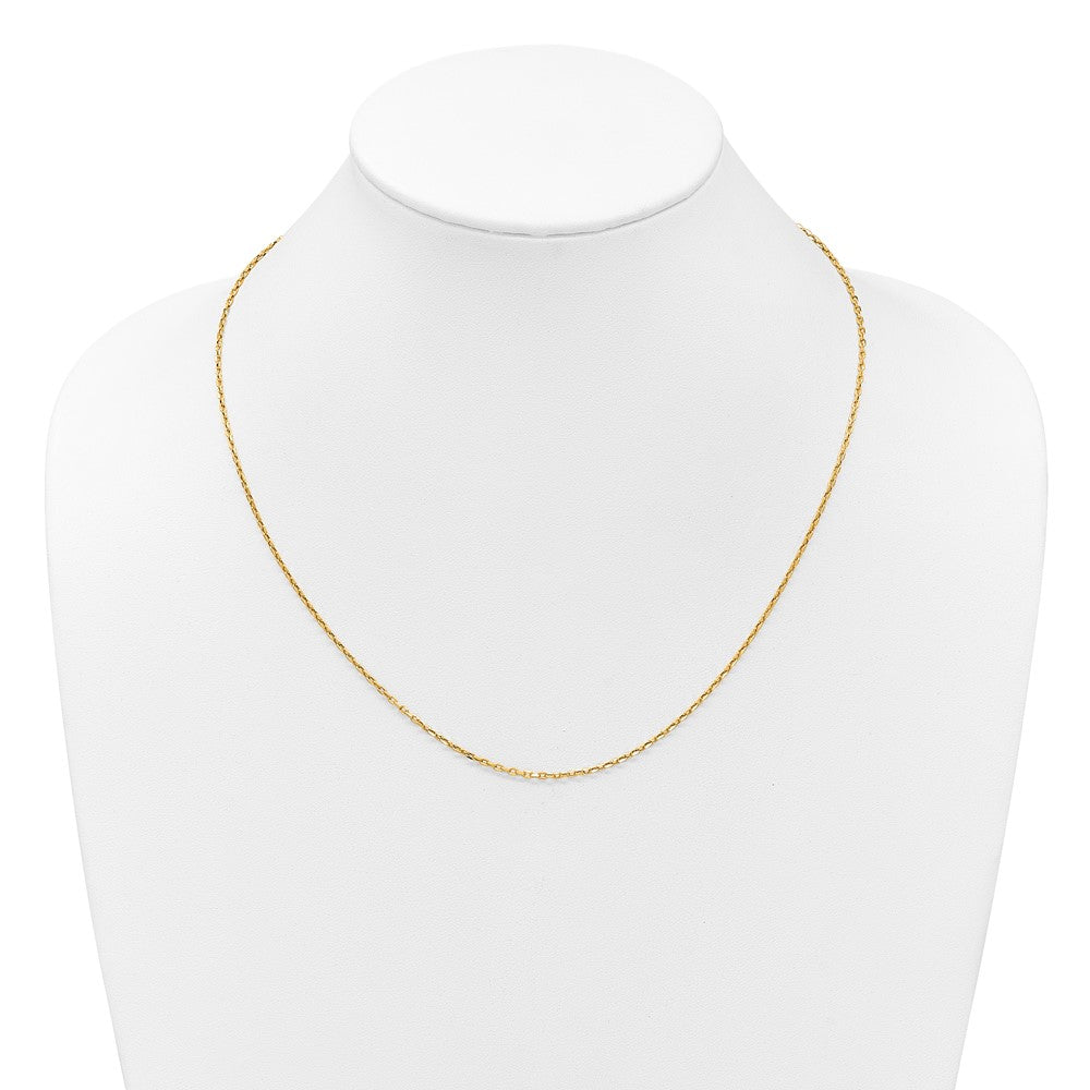 22 Inch 14K Yellow Gold Adjustable 1.65mm Semi Solid D/C Cable Chain Necklace