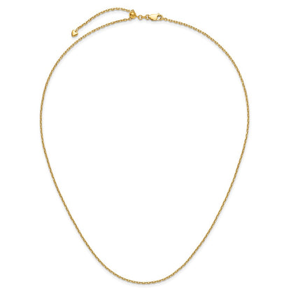 3 Inch 14K Yellow Gold Adjustable 1.65mm Semi Solid D/C Cable Chain Necklace