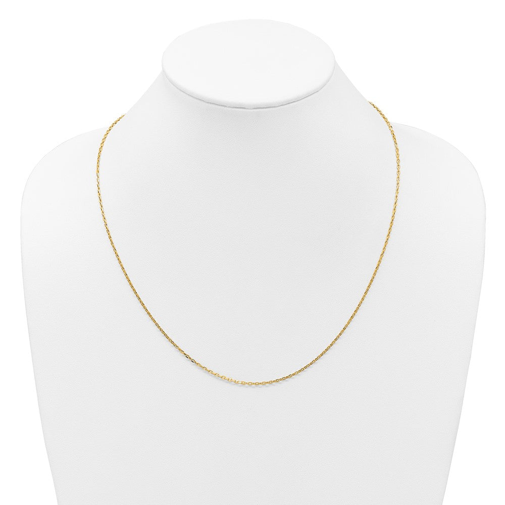 22 Inch 14K Yellow Gold Adjustable 1.65mm Semi Solid D/C Cable Chain Necklace