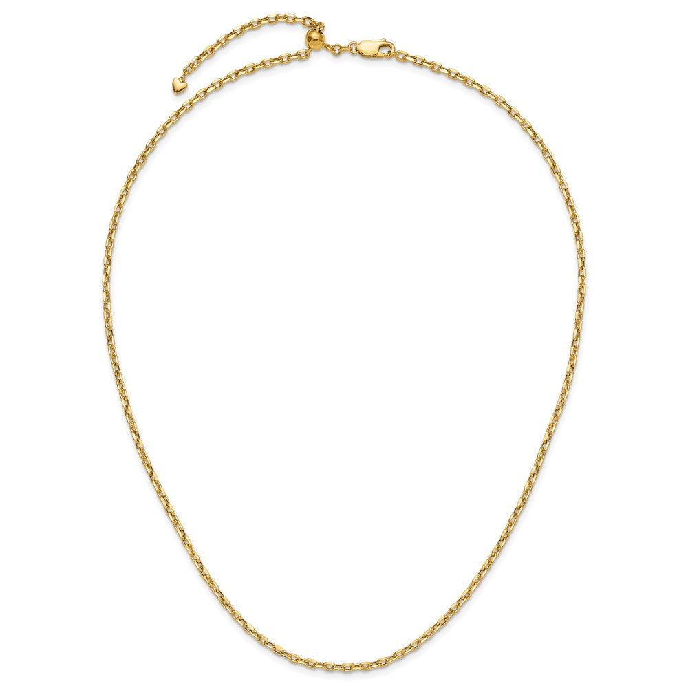 3 Inch 14K Yellow Gold Adjustable 2.75mm Semi Solid D/C Cable Chain Necklace