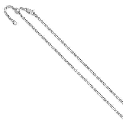 3 Inch 14K White Gold Adjustable 2.75mm Semi Solid D/C Cable Chain Necklace
