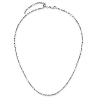 3 Inch 14K White Gold Adjustable 2.75mm Semi Solid D/C Cable Chain Necklace