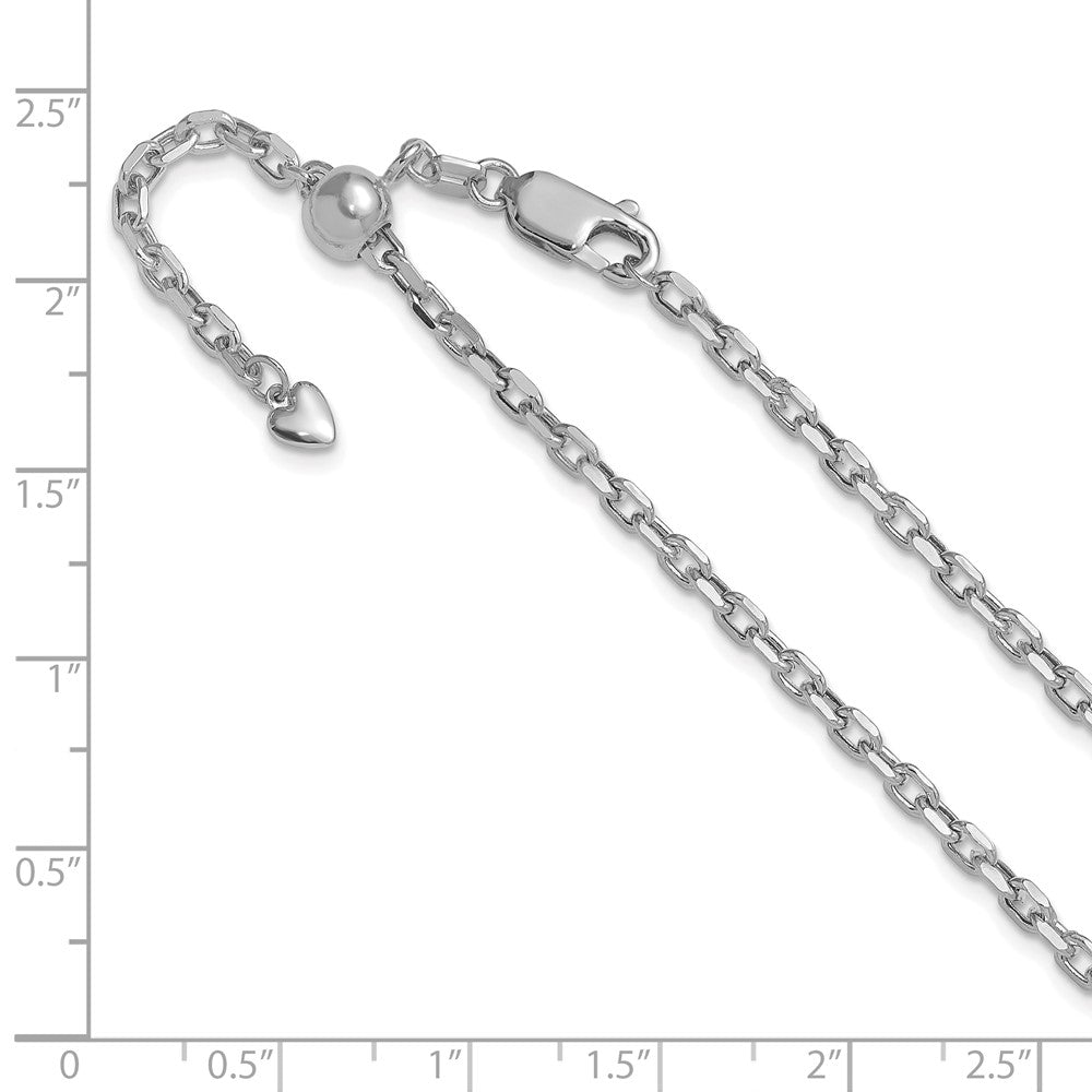 22 Inch 14K White Gold Adjustable 2.75mm Semi Solid D/C Cable Chain Necklace