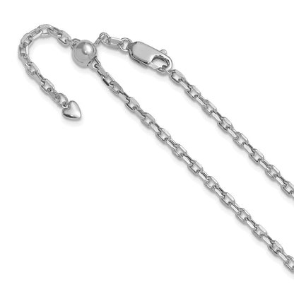 22 Inch 14K White Gold Adjustable 2.75mm Semi Solid D/C Cable Chain Necklace