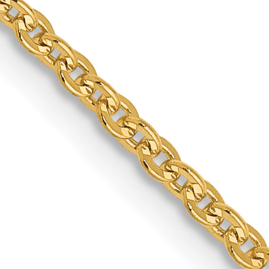 18 Inch 14K Yellow Gold 1.7mm Flat Cable Chain Necklace