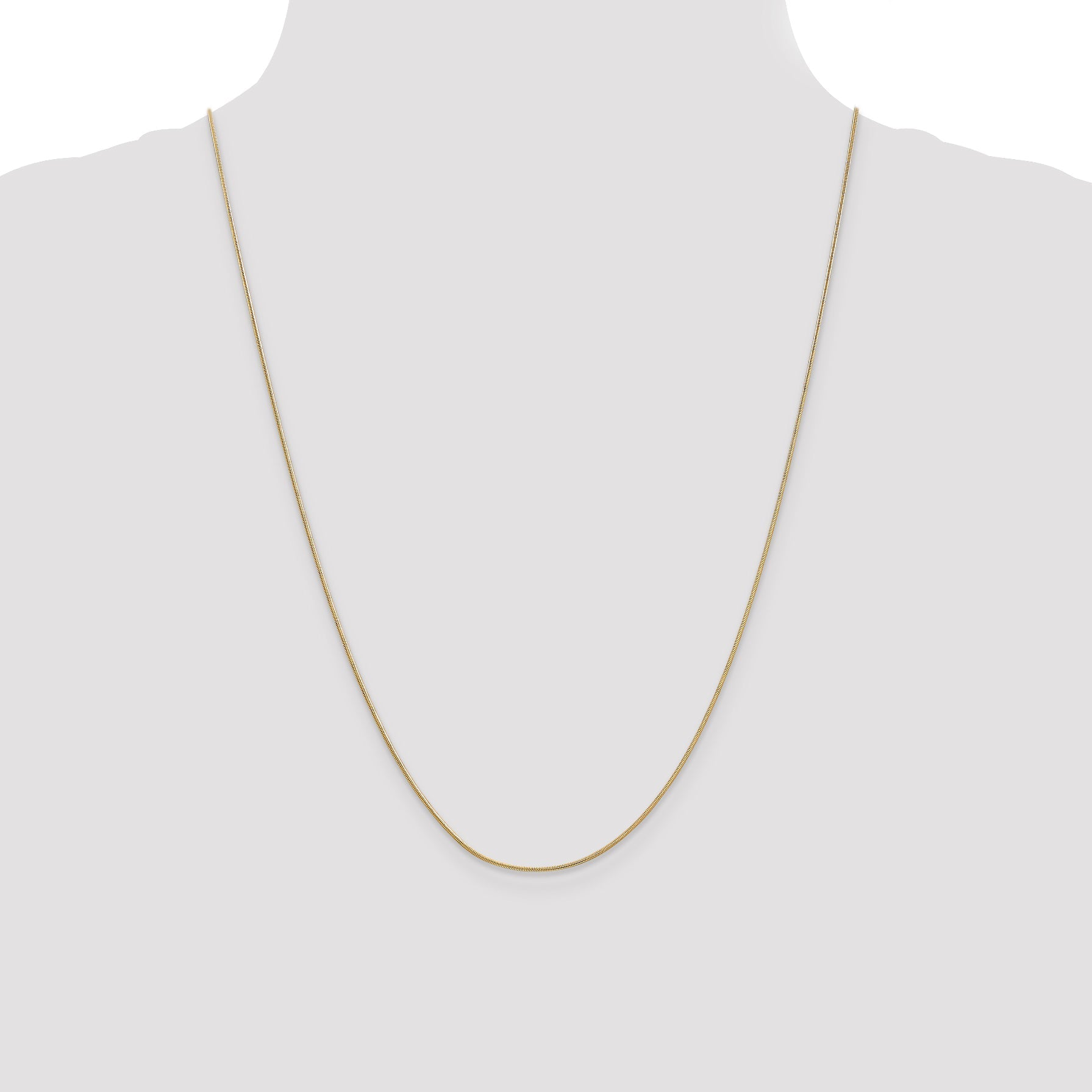 24 Inch 14K Yellow Gold .9mm Round Snake Chain Necklace