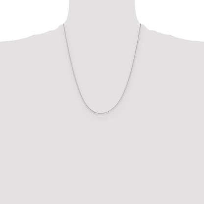 22 Inch 14K White Gold .5mm Baby Box With Spring Ring Clasp Chain Necklace