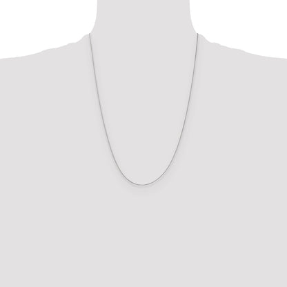 24 Inch 14K White Gold .5mm Baby Box With Spring Ring Clasp Chain Necklace