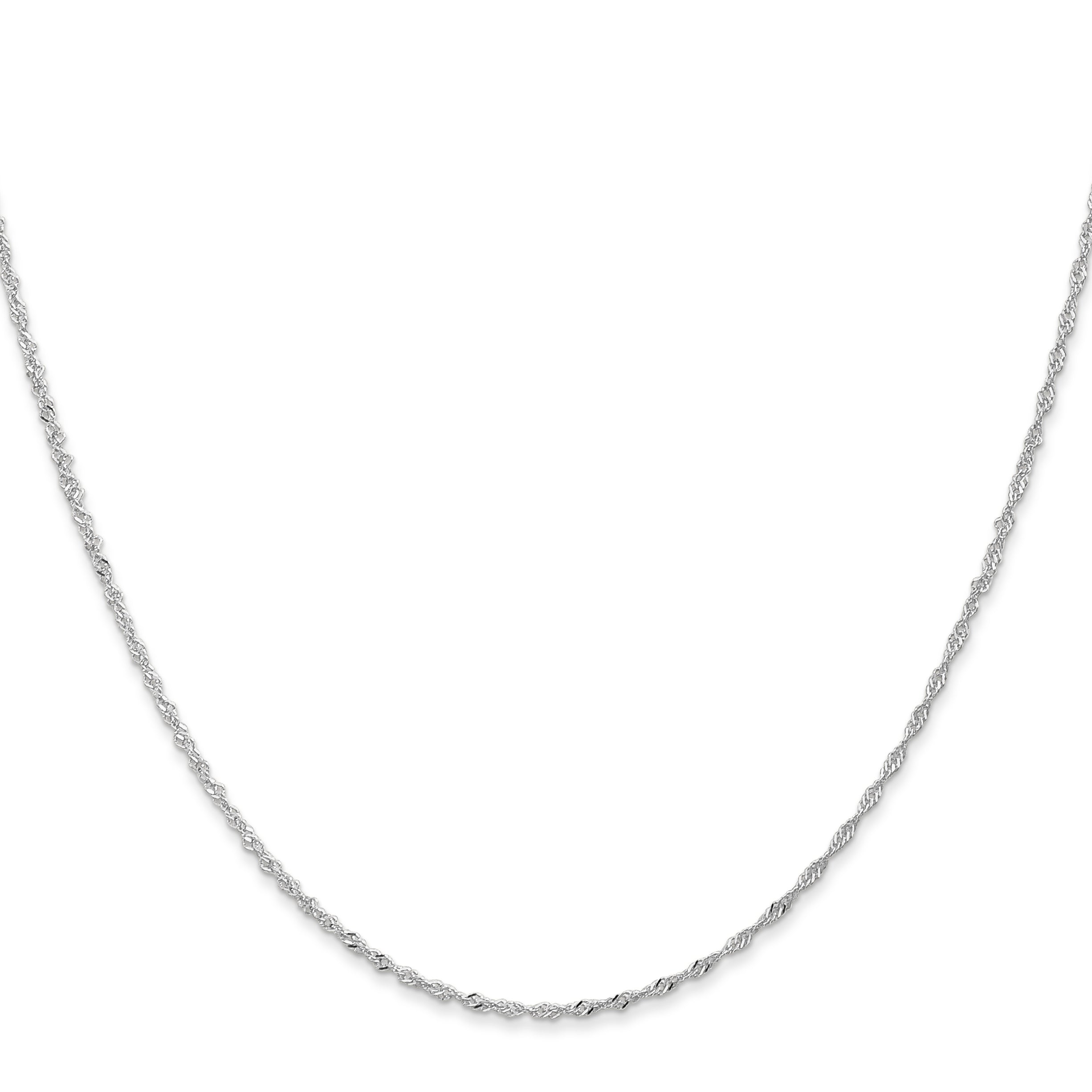 24 Inch 14K White Gold 1mm Singapore With Lobster Clasp Chain Necklace