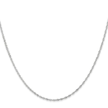 24 Inch 14K White Gold 1mm Singapore With Lobster Clasp Chain Necklace