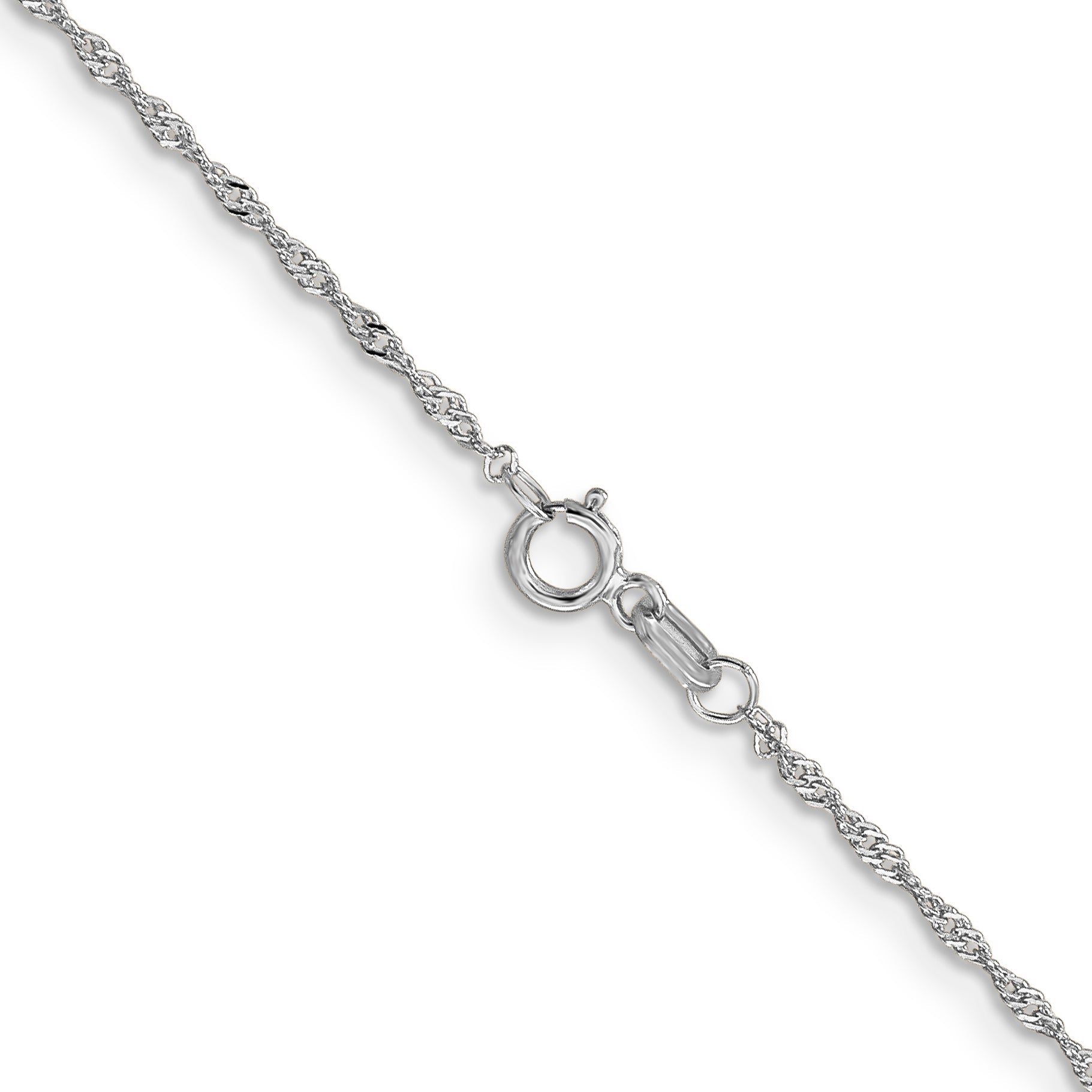 24 Inch 14K White Gold 1mm Singapore With Lobster Clasp Chain Necklace