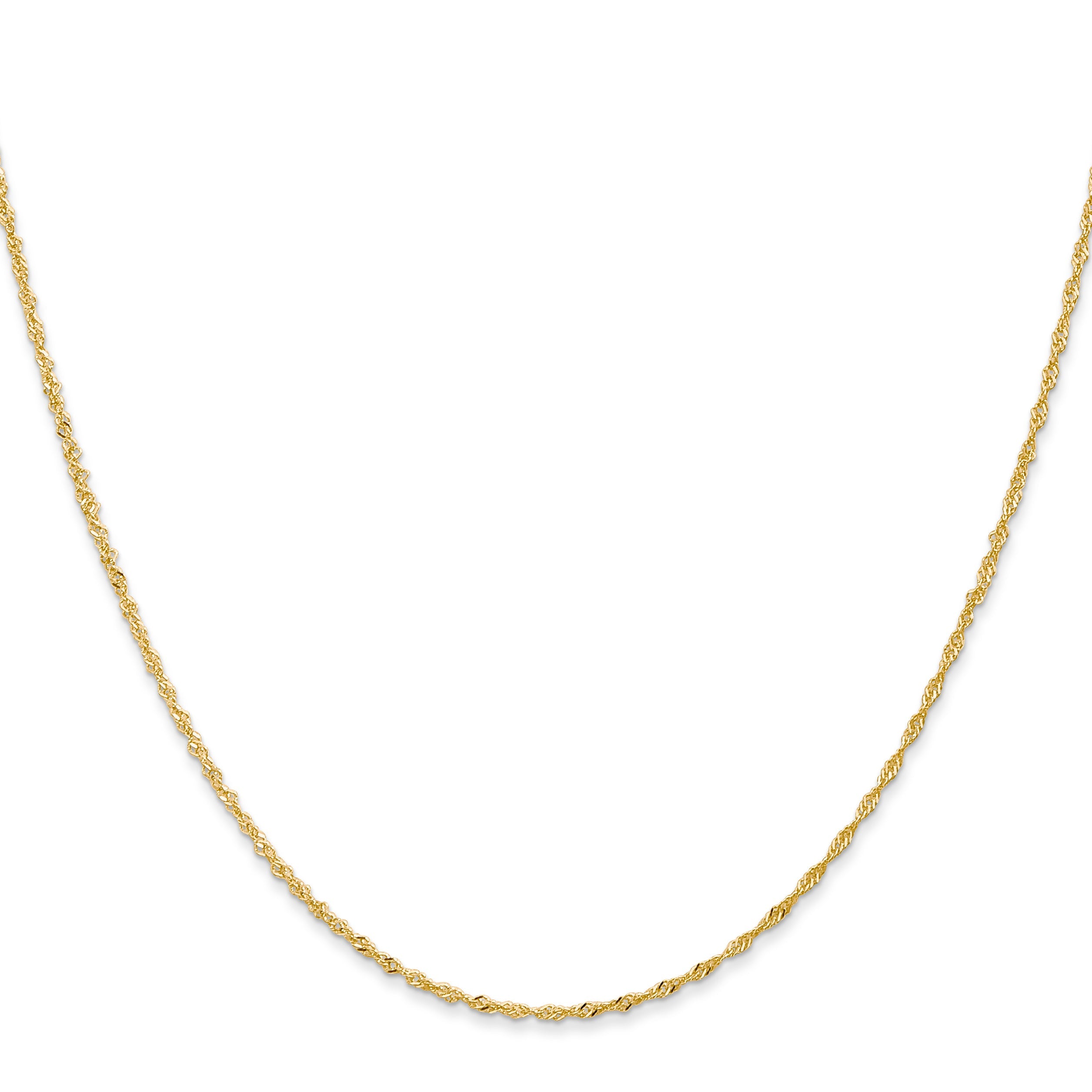 20 Inch 14K 1mm Singapore With Lobster Clasp Chain Necklace