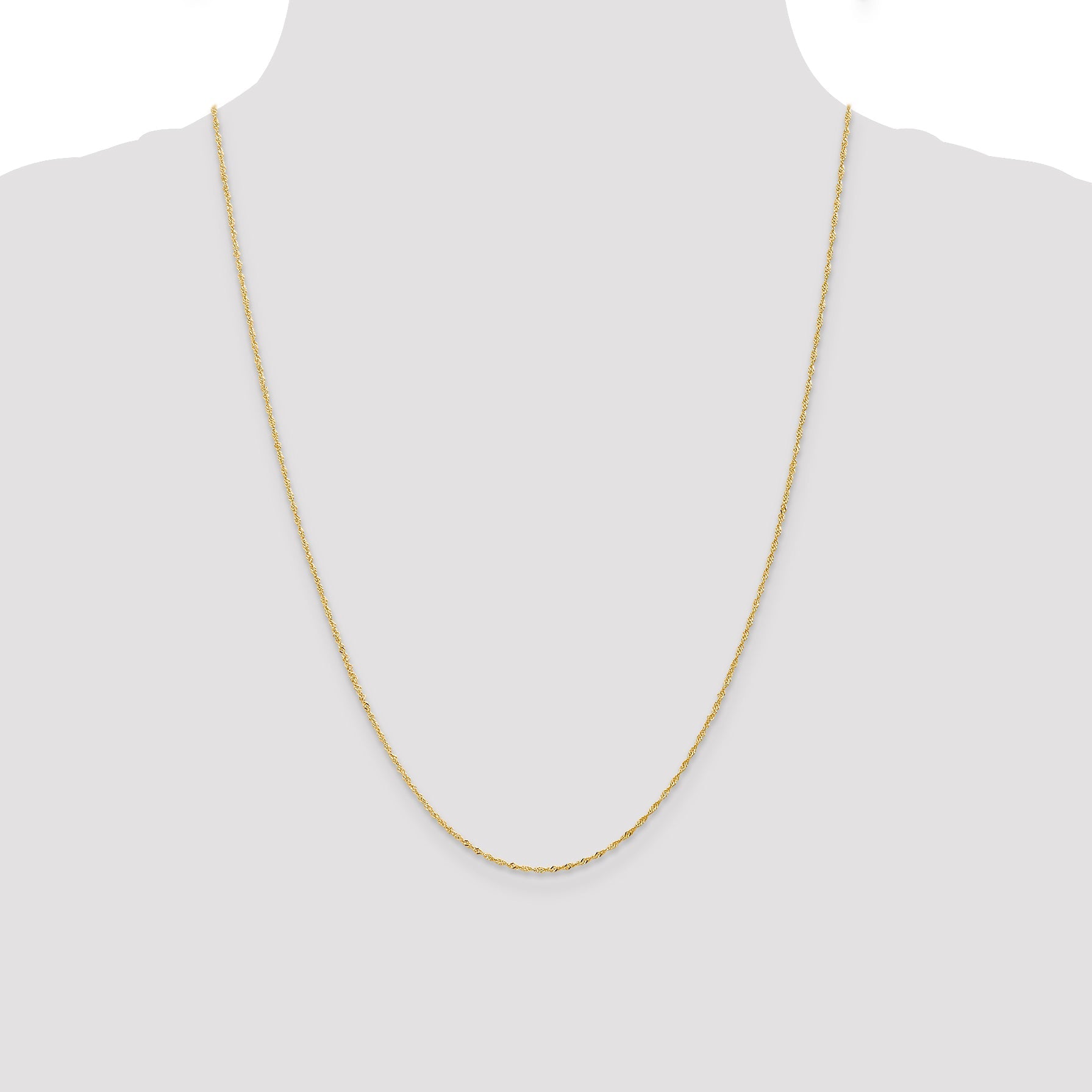 24 Inch 14K 1mm Singapore With Lobster Clasp Chain Necklace