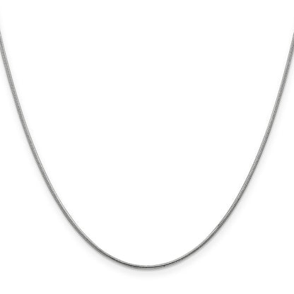 18 Inch 14K White Gold 1mm Round Snake Chain Necklace