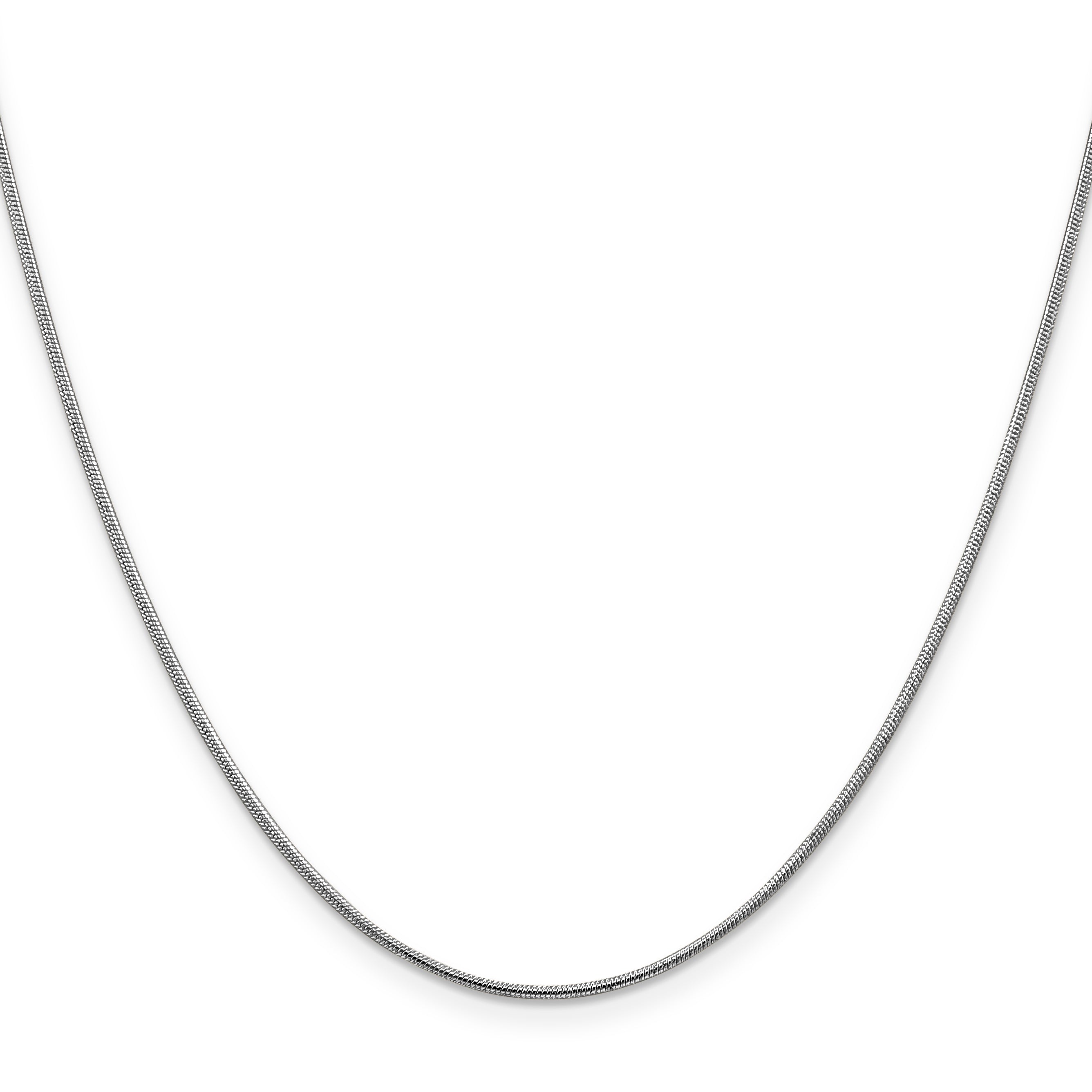 20 Inch 14K White Gold 1mm Round Snake Chain Necklace