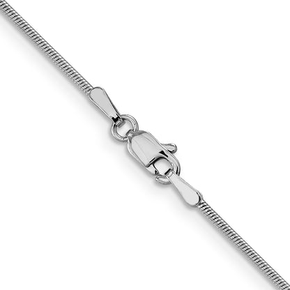 16 Inch 14K White Gold 1mm Round Snake Chain Necklace