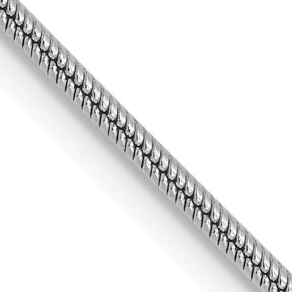 16 Inch 14K White Gold 1mm Round Snake Chain Necklace