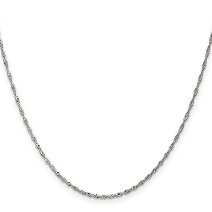 18 Inch 14K White Gold 1.3mm Singapore Chain Necklace