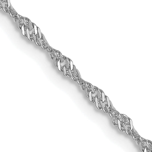 24 Inch 14K White Gold 1.3mm Singapore Chain Necklace