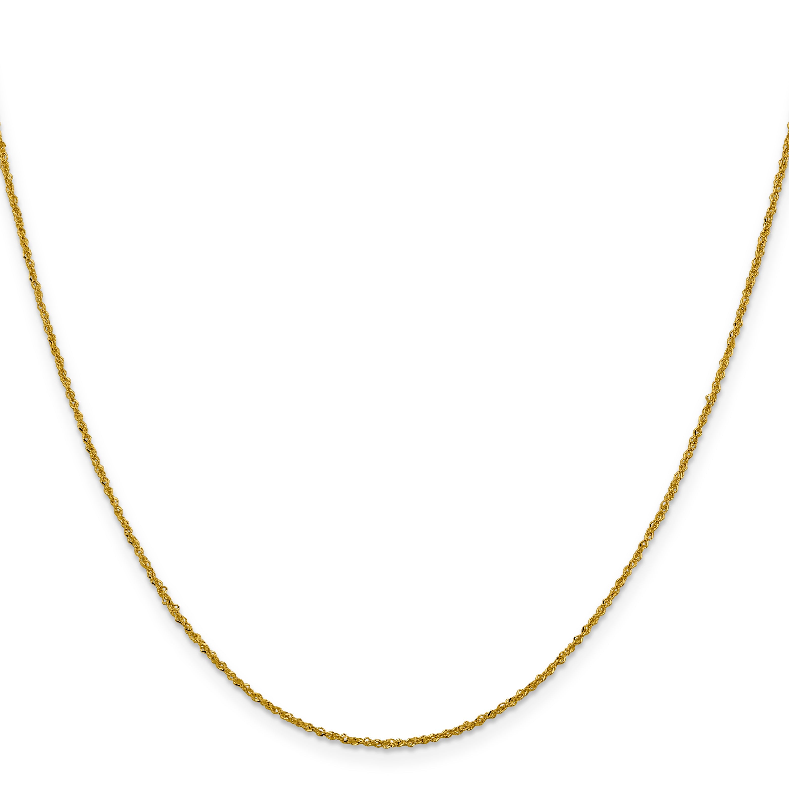24 Inch 14K Yellow Gold 1mm Sparkle Singapore Chain Necklace