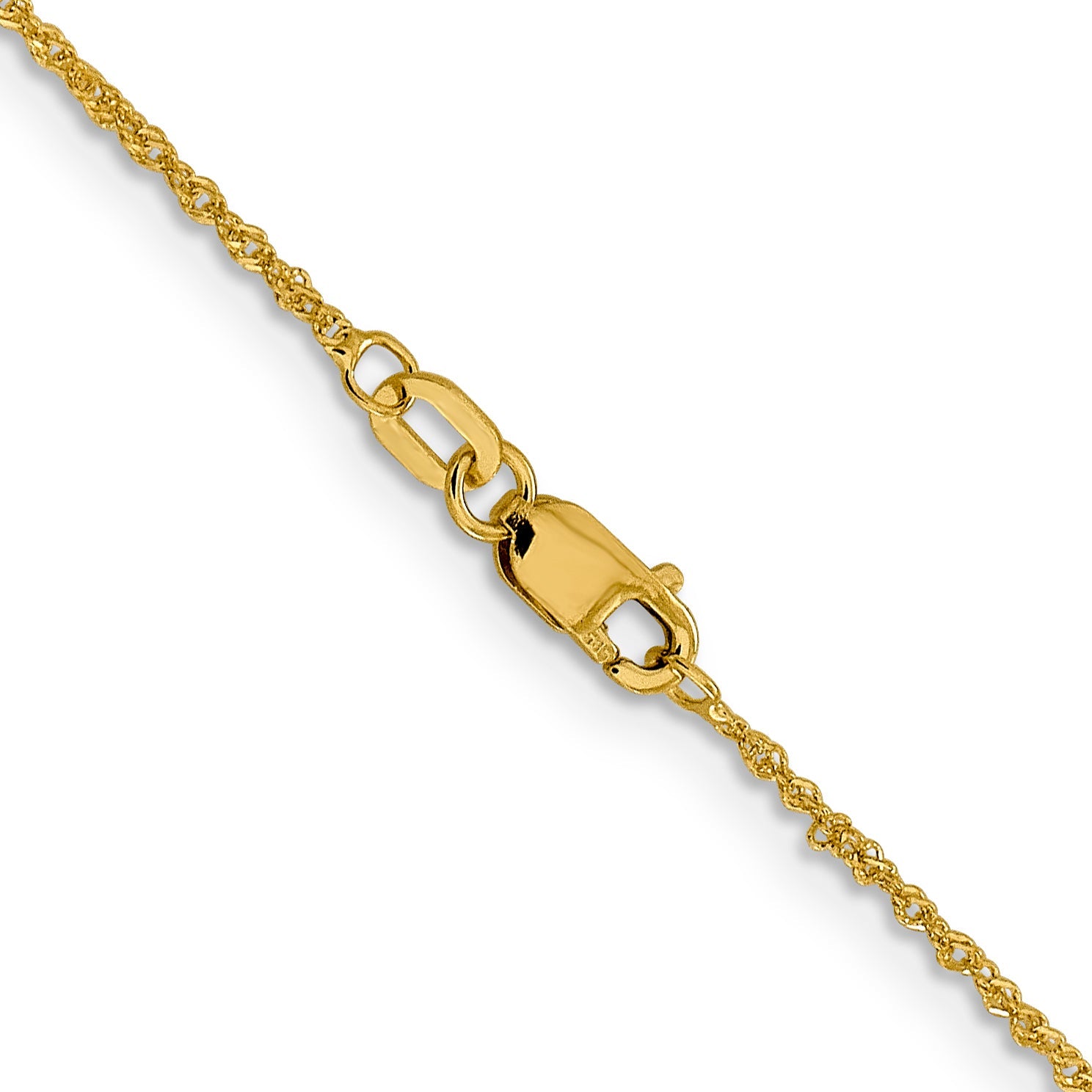 22 Inch 14K Yellow Gold 1mm Sparkle Singapore Chain Necklace