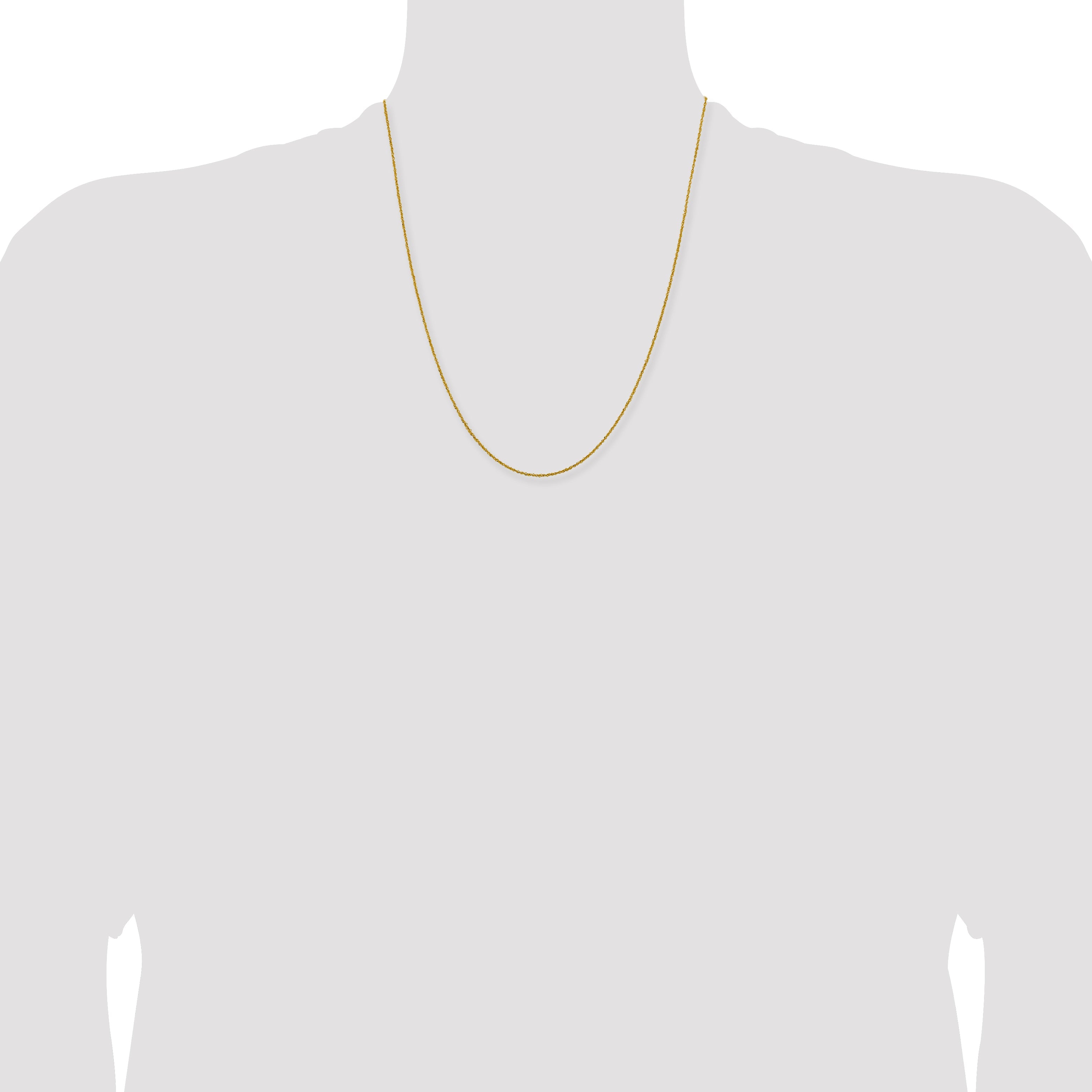 22 Inch 14K Yellow Gold 1mm Sparkle Singapore Chain Necklace