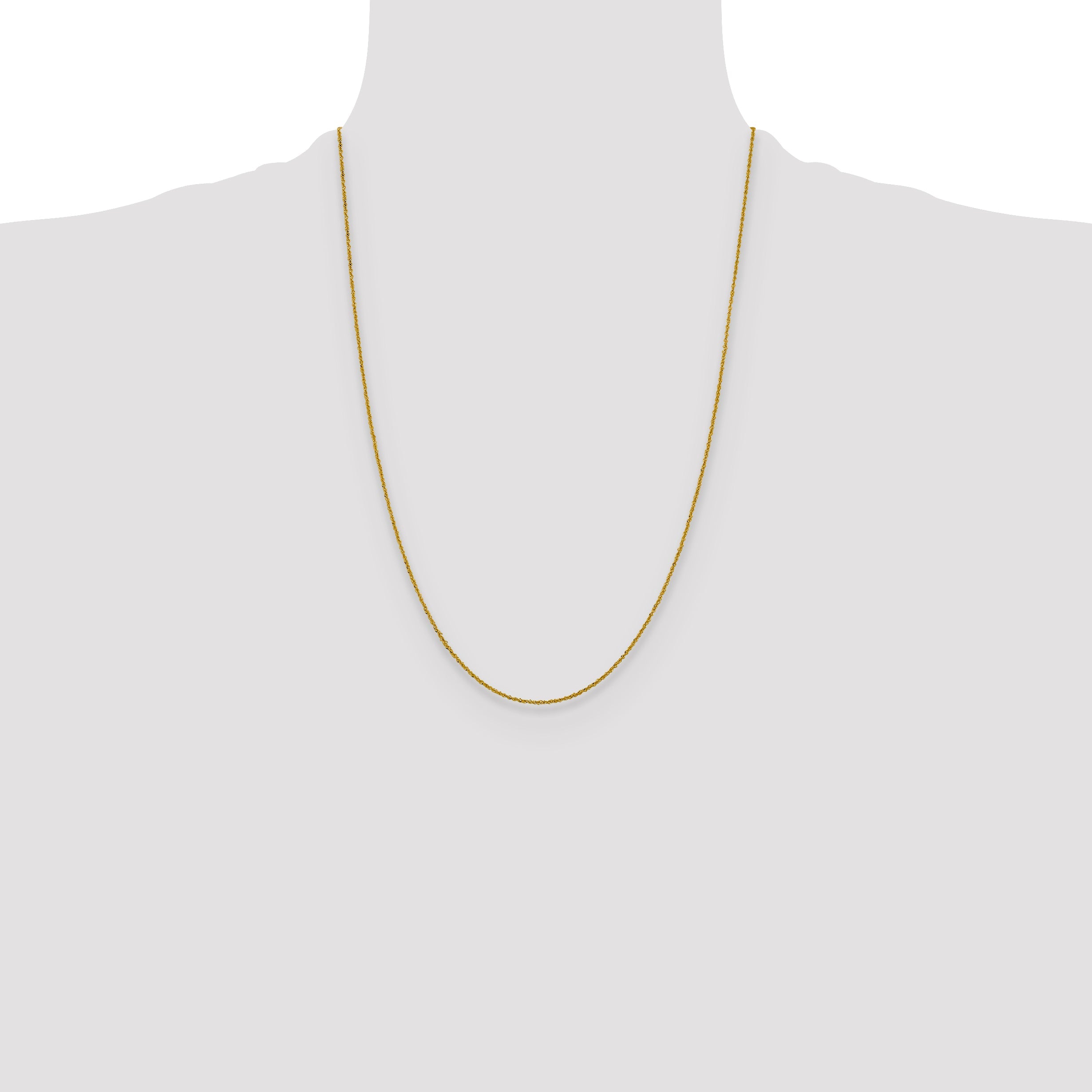 24 Inch 14K Yellow Gold 1mm Sparkle Singapore Chain Necklace